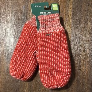 NWT L.L.Bean LL Bean Winter Lined Mitten Christmas Red